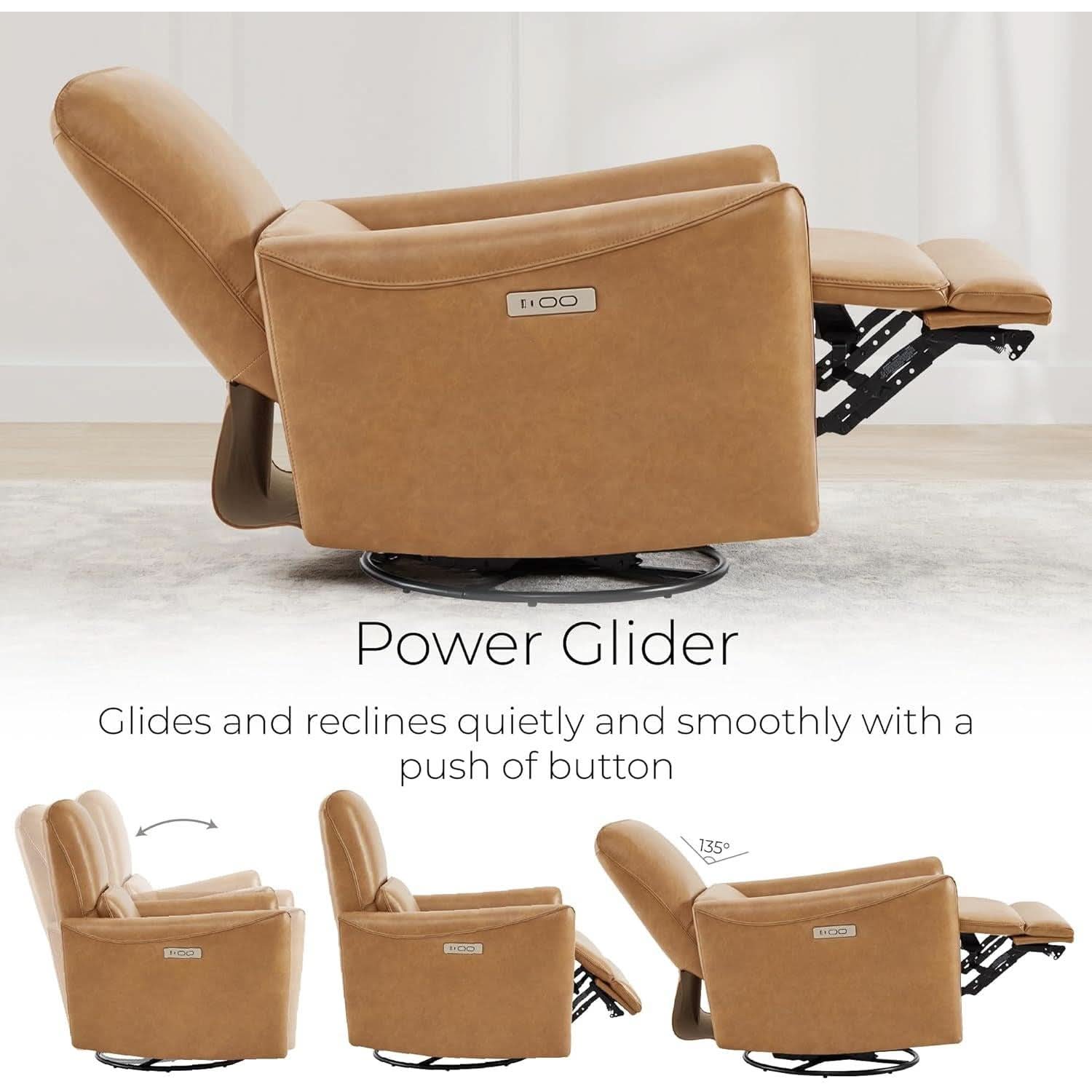 Power Recline Swivel Recliner With Lumbar Support For Living Room