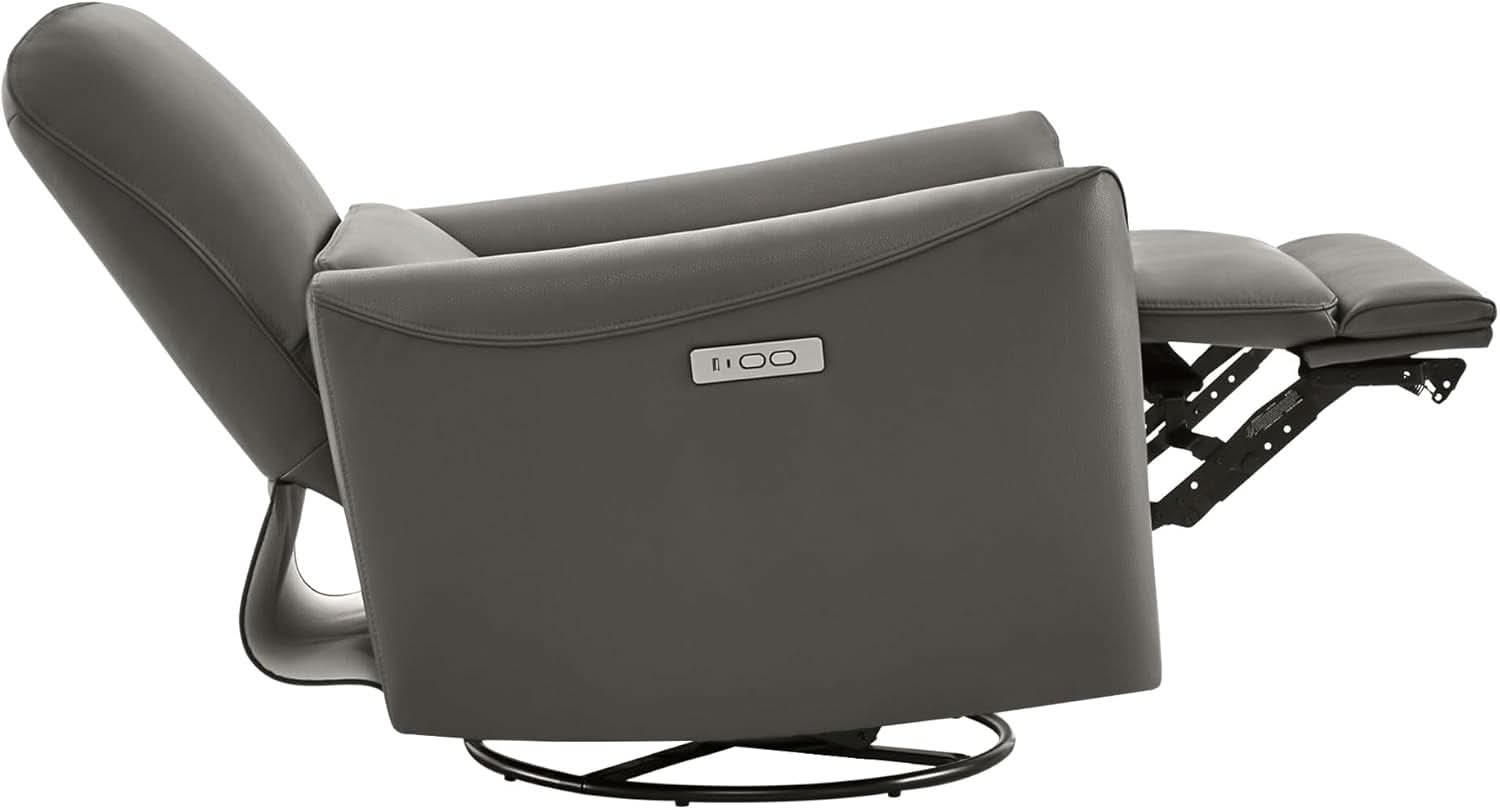 Power Recliner Chair USB Charging Charcoal Faux Leather