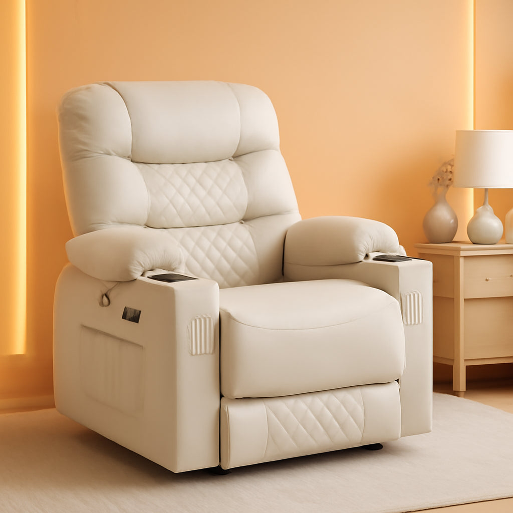 Power Recliner Chair With Heat In Light Grey Home Furniture