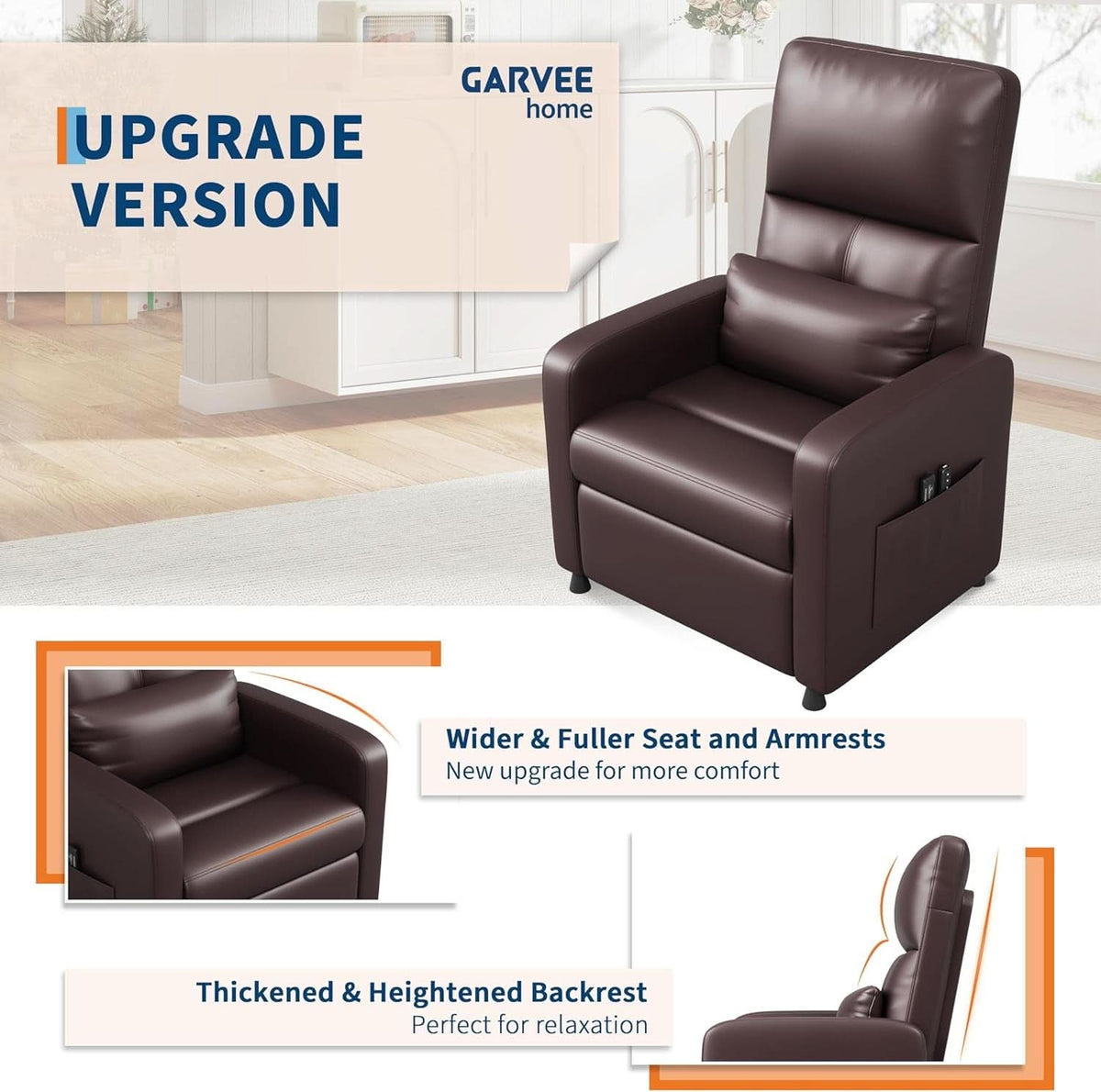Power Recliner Chair With Heating Massage Tall Back