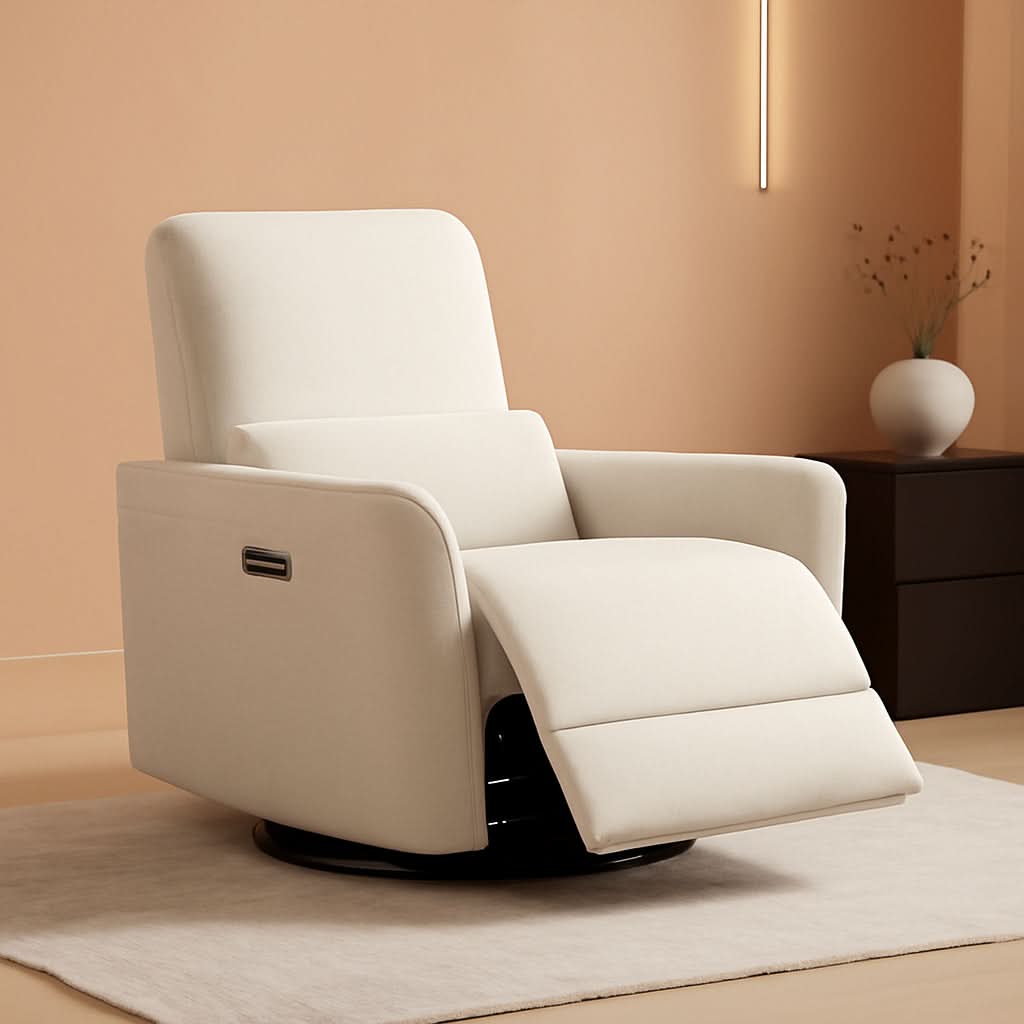 Power Recliner Chair With Linen Upholstery Lumbar Support