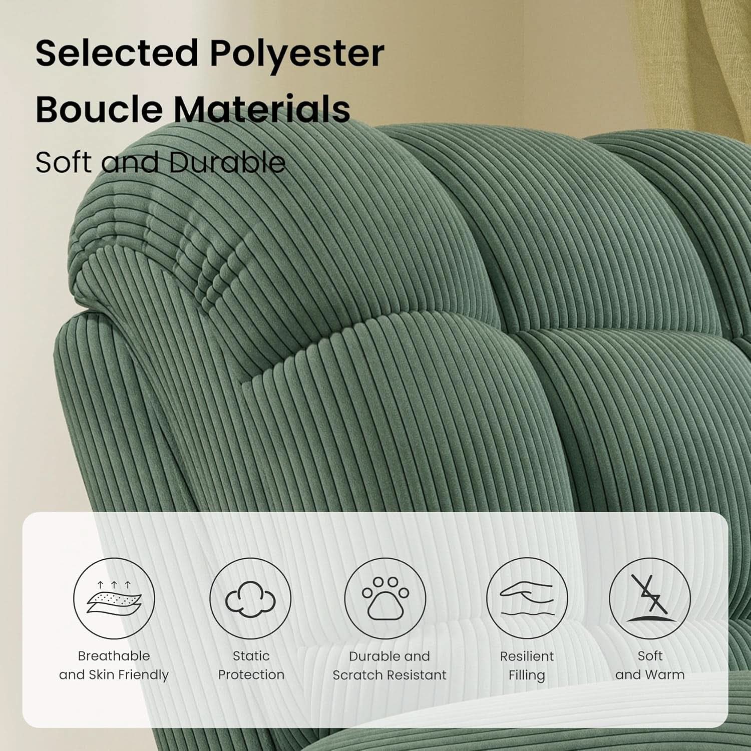 Power Recliner Chair With USB Port Green Corduroy Recliner