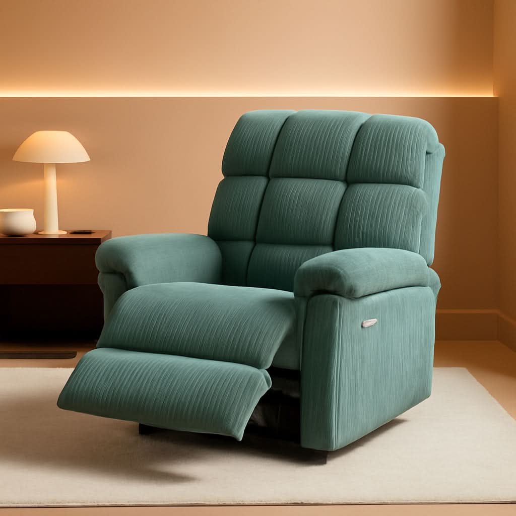 Power Recliner Chair With USB Port Green Corduroy Recliner