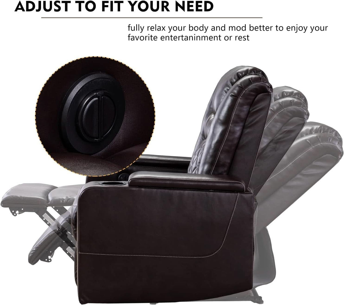 Power Recliner Chair With USB Ports And Cup Holders Brown