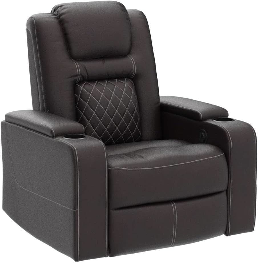 Power Recliner Chair With USB Ports And Cup Holders Brown