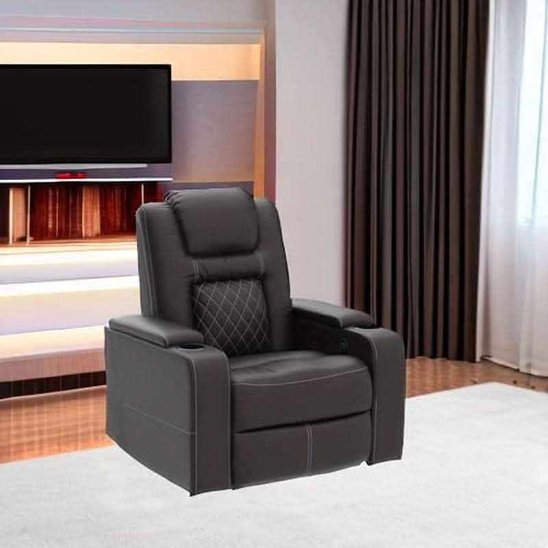 Power Recliner Chair With USB Ports And Cup Holders Brown