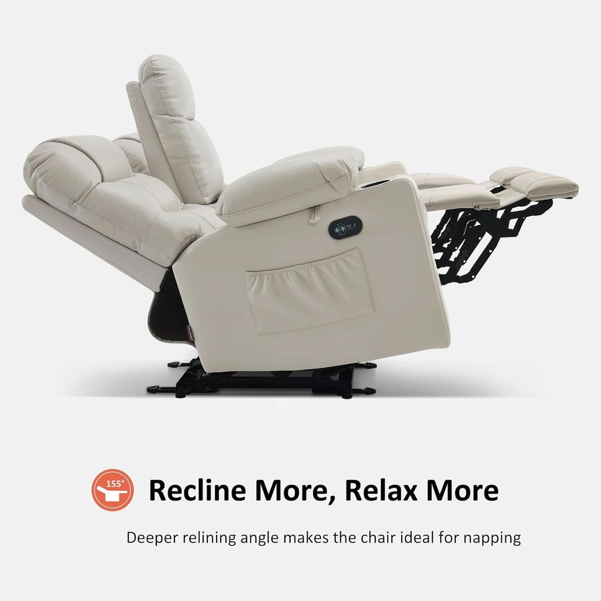 Power Recliner Loveseat With Console And Heat Vibration USB Light Grey