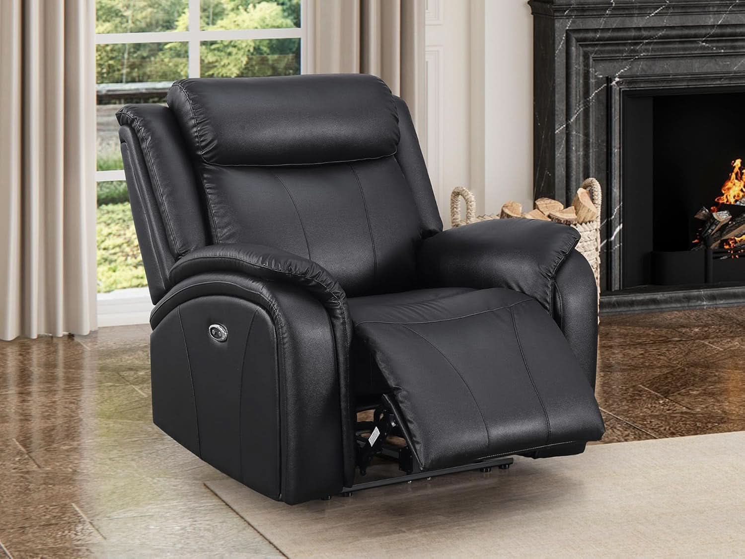 Power Recliner Sofa Set 3 Piece With Storage Black