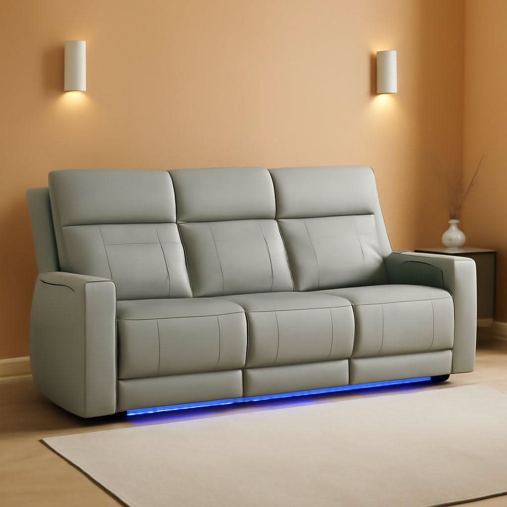 Power Recliner Sofa With Adjustable Headrest USB Charging