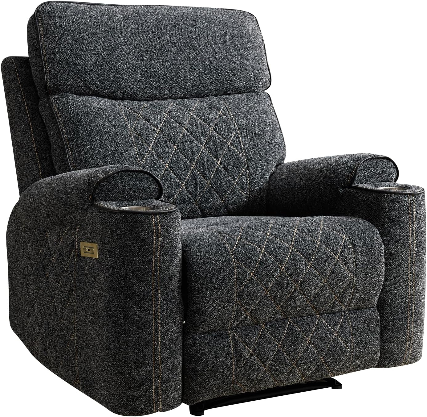 Power Recliner Sofa With Cup Holders And Double Backrest