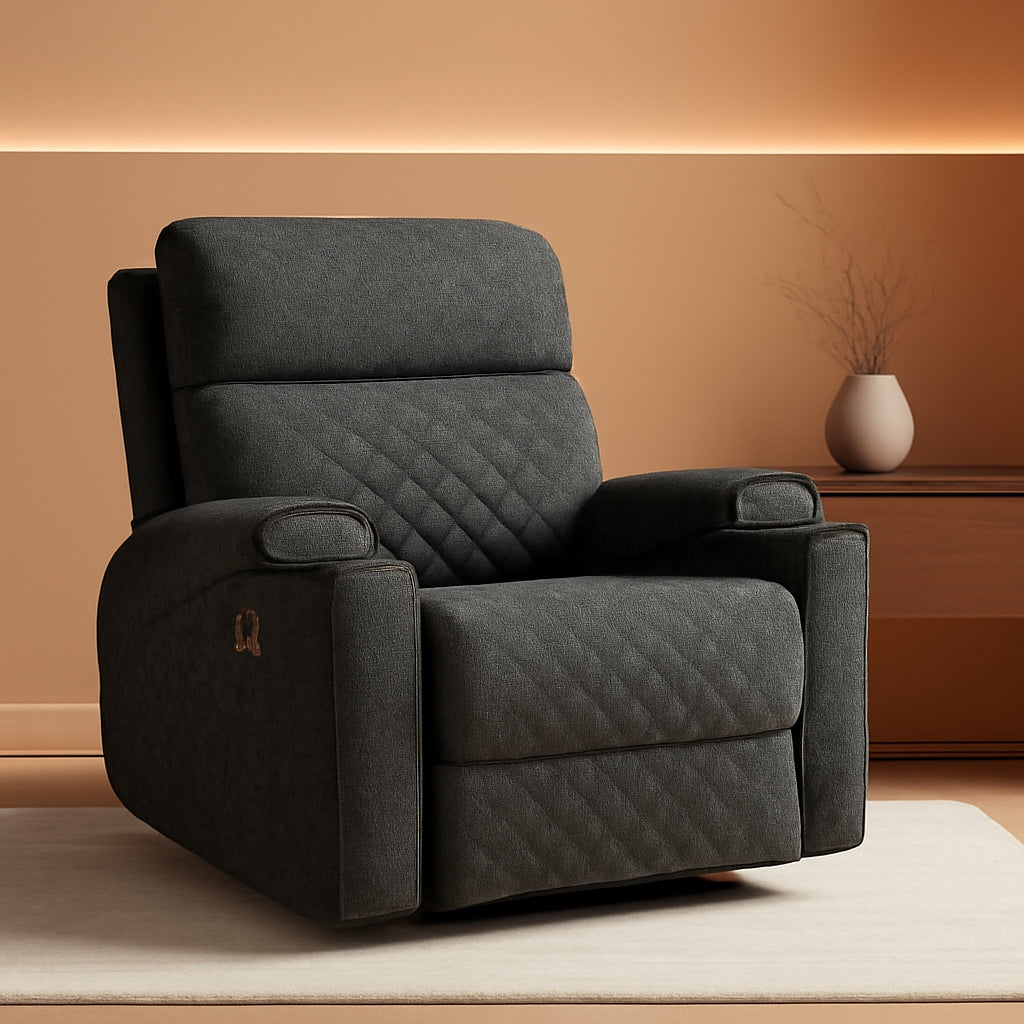Power Recliner Sofa With Cup Holders And Double Backrest