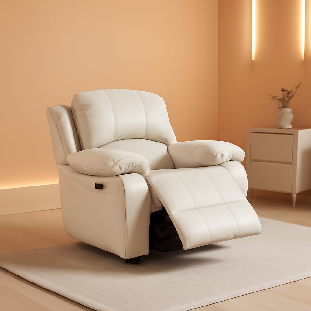 Power Reclining Bonded Leather Living Room Set Beige