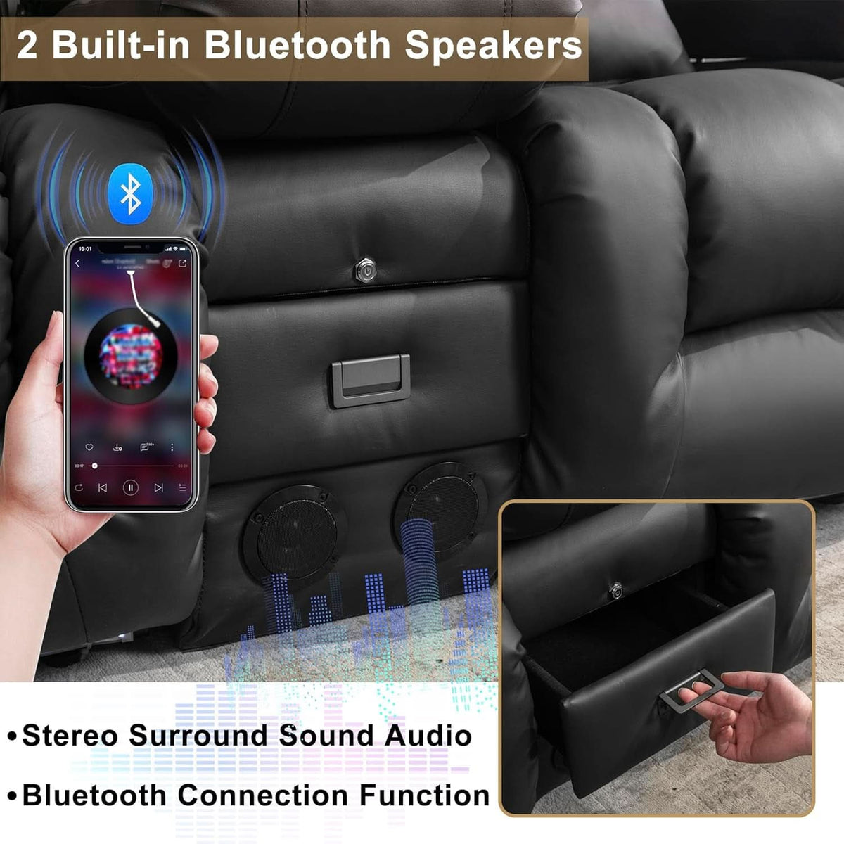Power Reclining Loveseat With Massage And LED Lighting