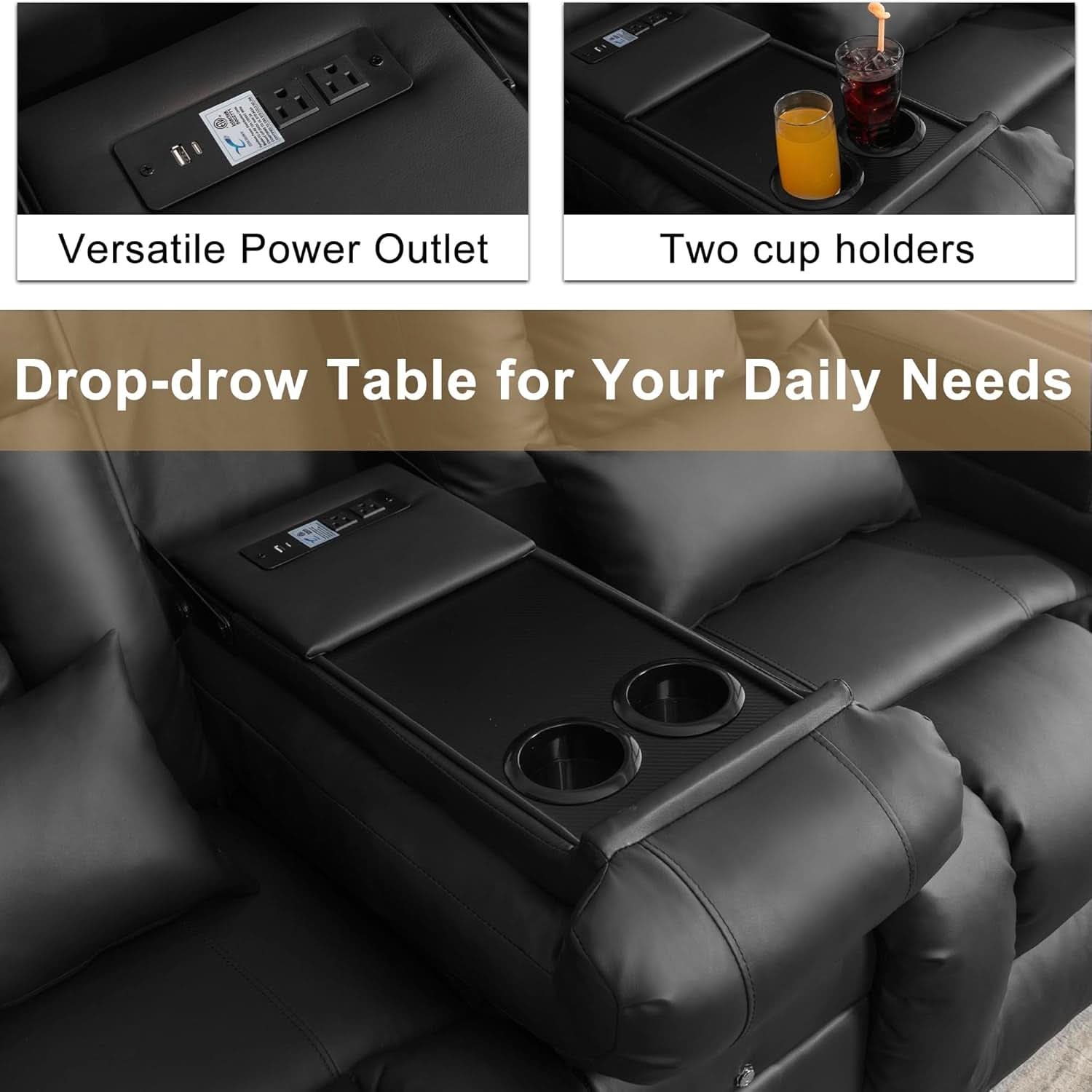 Power Reclining Loveseat With Massage And LED Lighting
