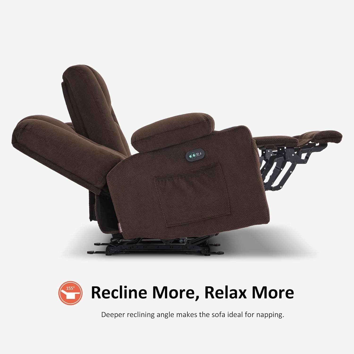 Power Reclining Sofa 3 Seat With Heat And Vibration Brown