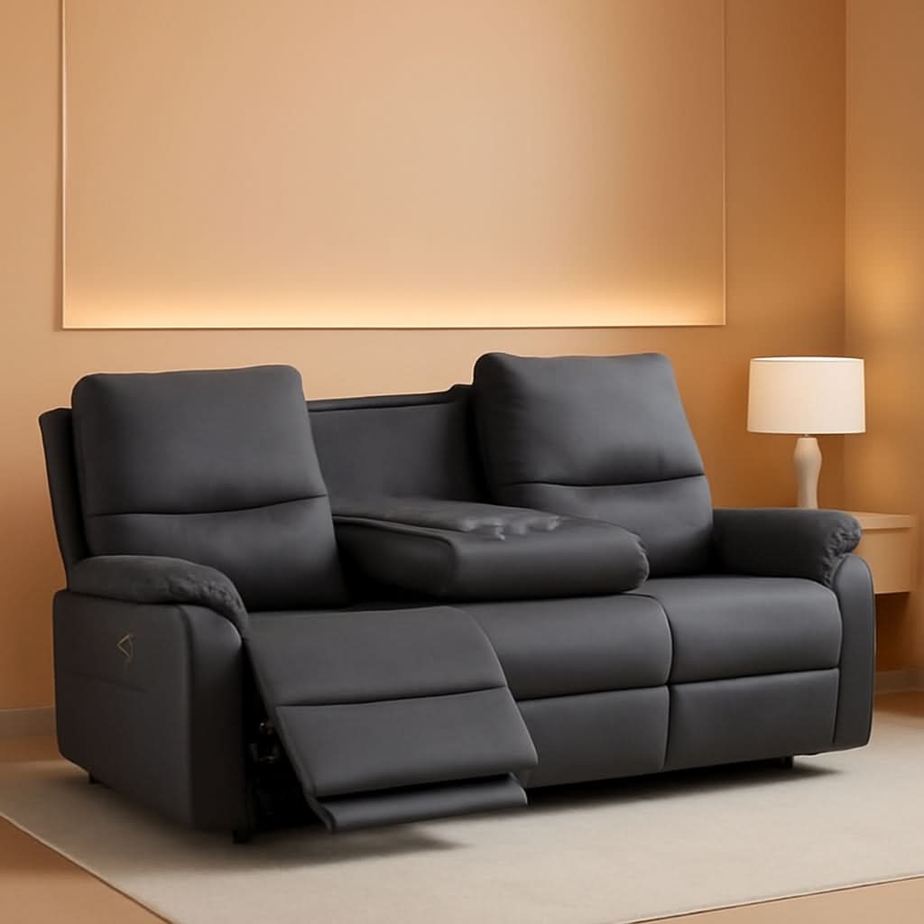 Power Reclining Sofa 3 Seater Gray Modern Living Room Furniture
