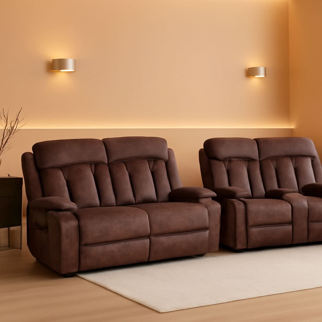 Power Reclining Sofa Set 3 Seat With Massage USB Ports