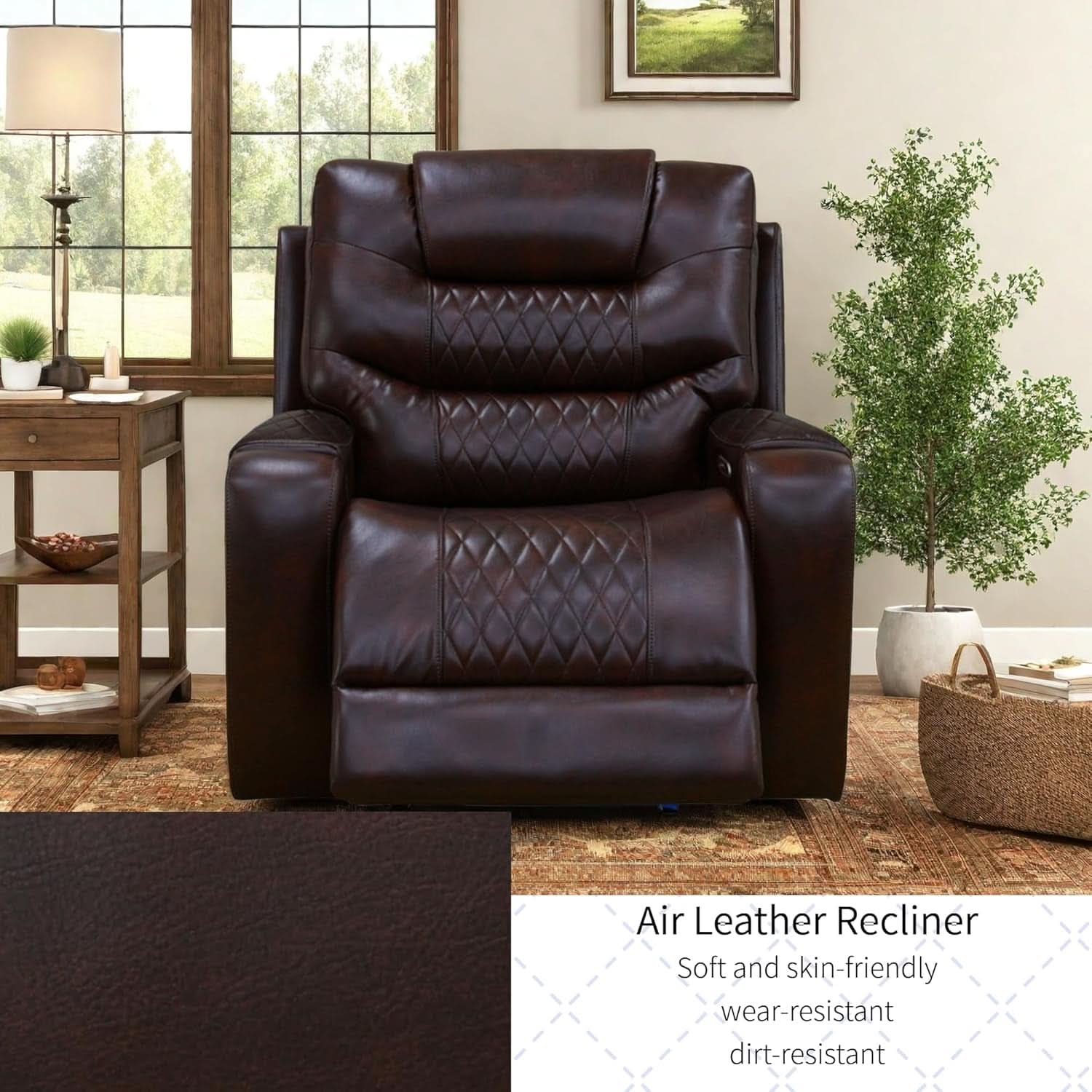 Power Reclining Sofa Set With USB Ports In Wine Leather