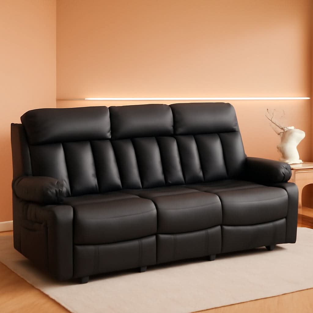 Power Reclining Sofa With Heat And USB Ports Black