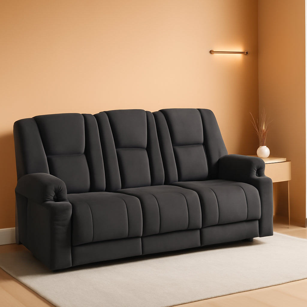 Power Reclining Sofa With Heat And Vibration Gray 6015