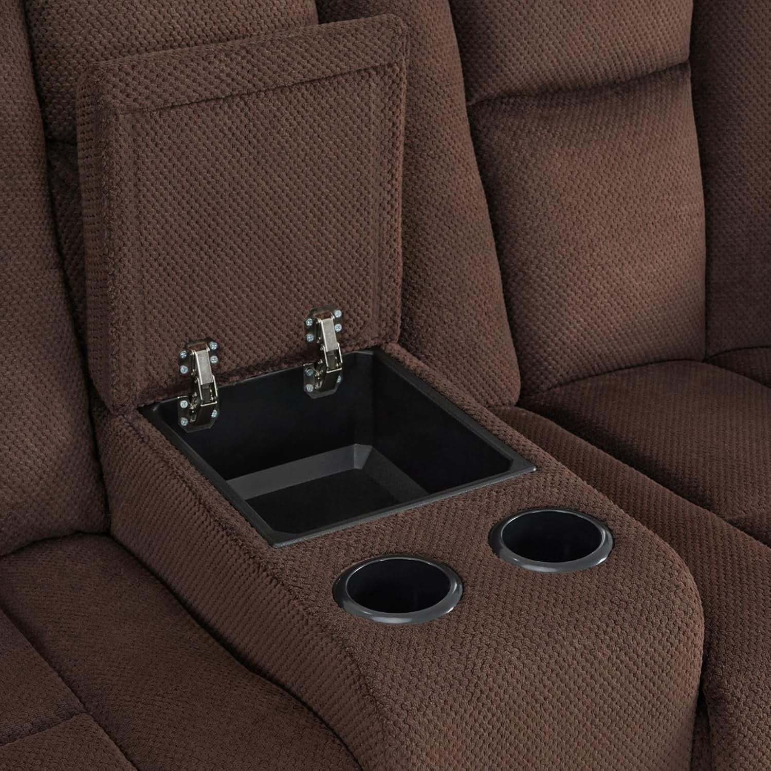 Power Reclining Sofa With Heat And Vibration Usb Ports And Cup Holders Brown