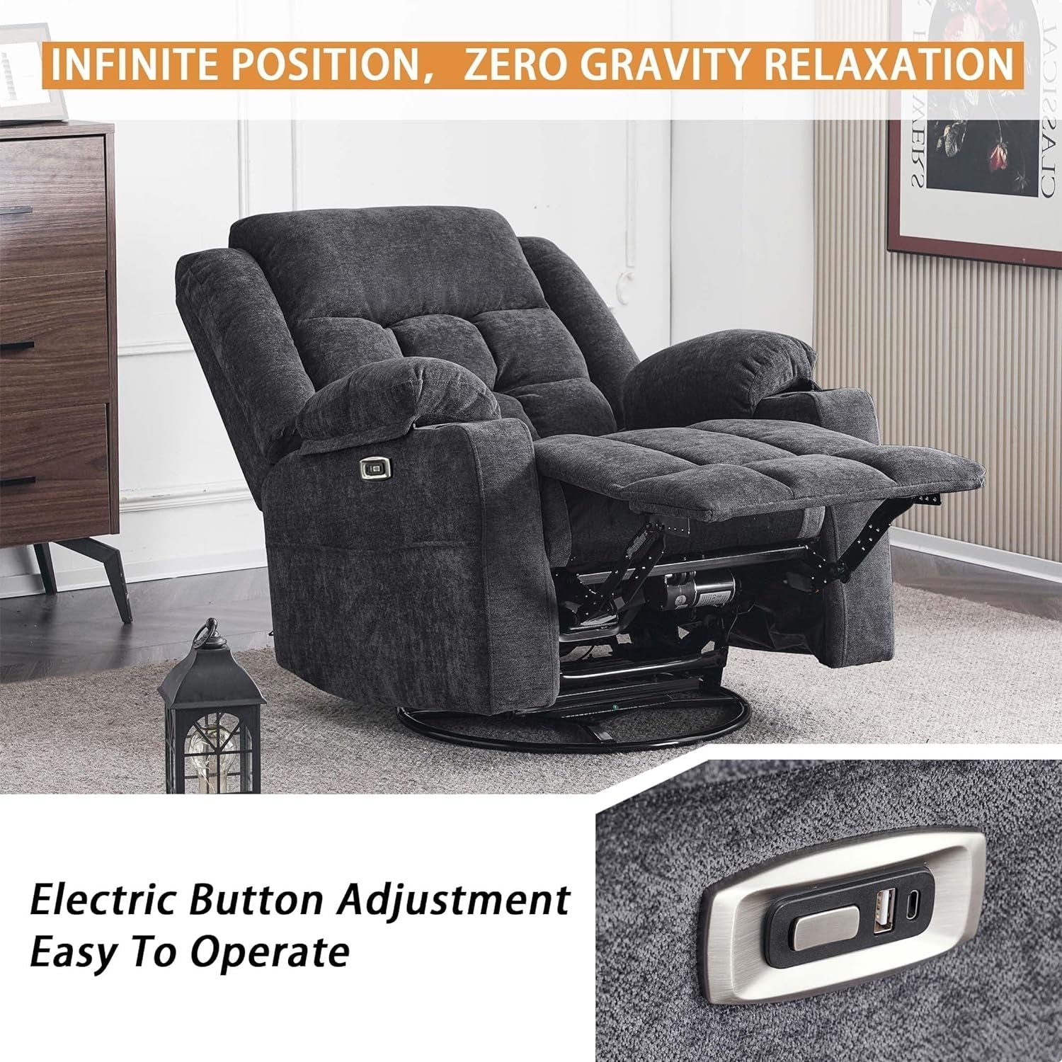Power Rocking Recliner With Massage And USB Charging