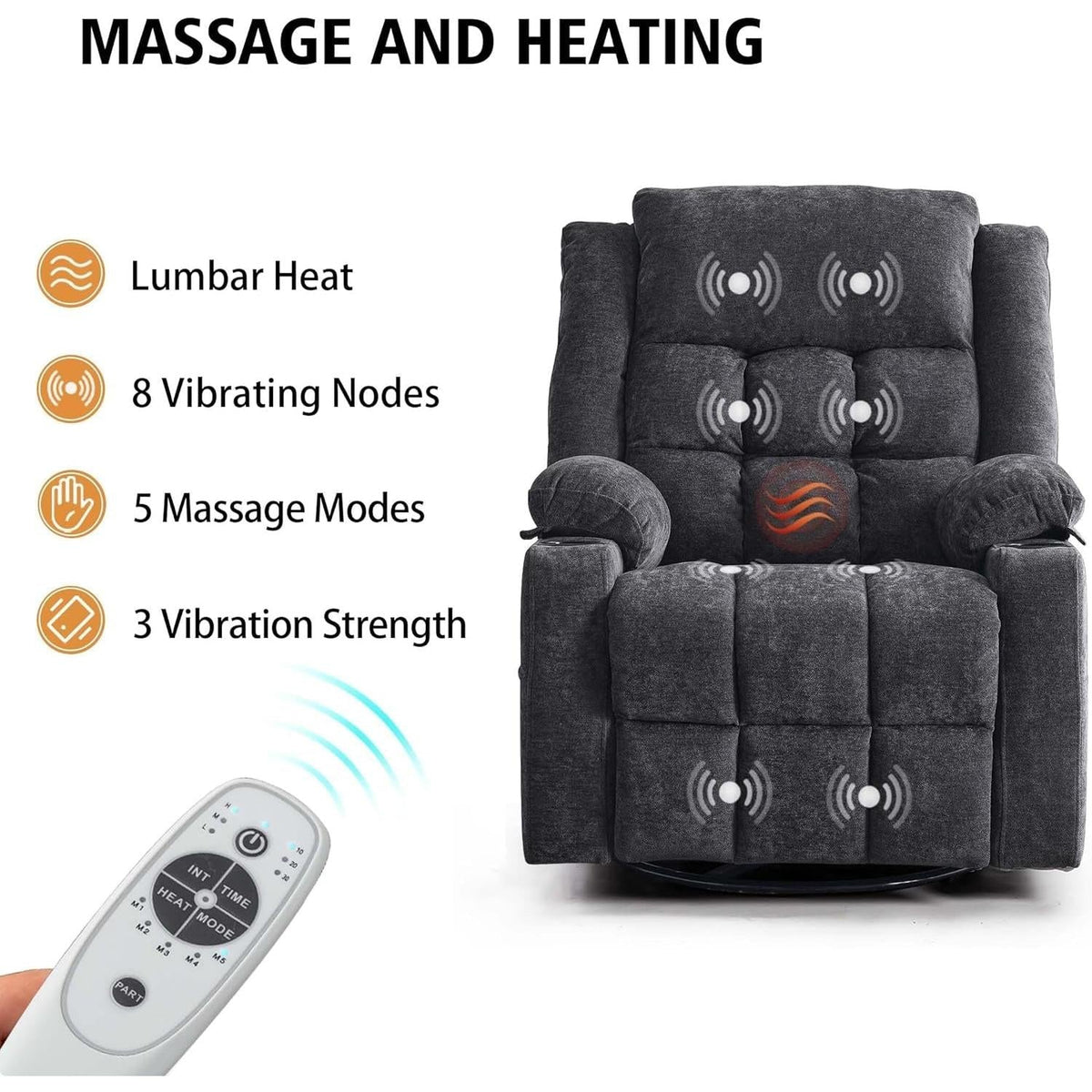 Power Rocking Recliner With Massage And USB Charging