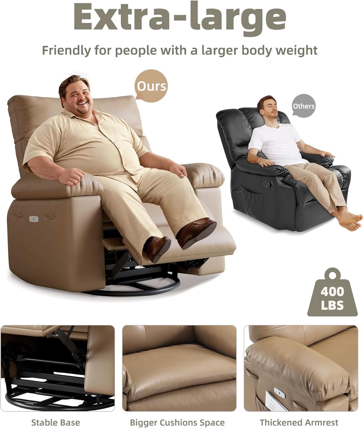 Power Swivel Massage Recliner With Heat And Vibration