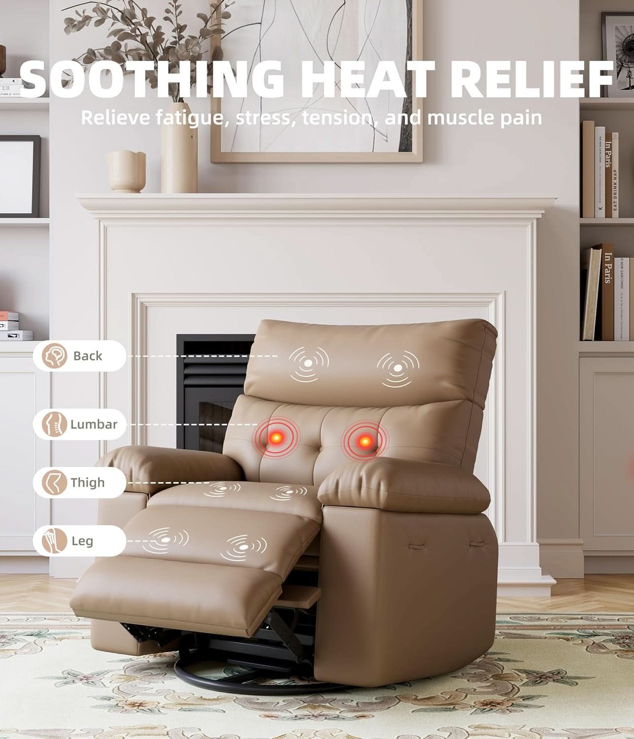 Power Swivel Massage Recliner With Heat And Vibration