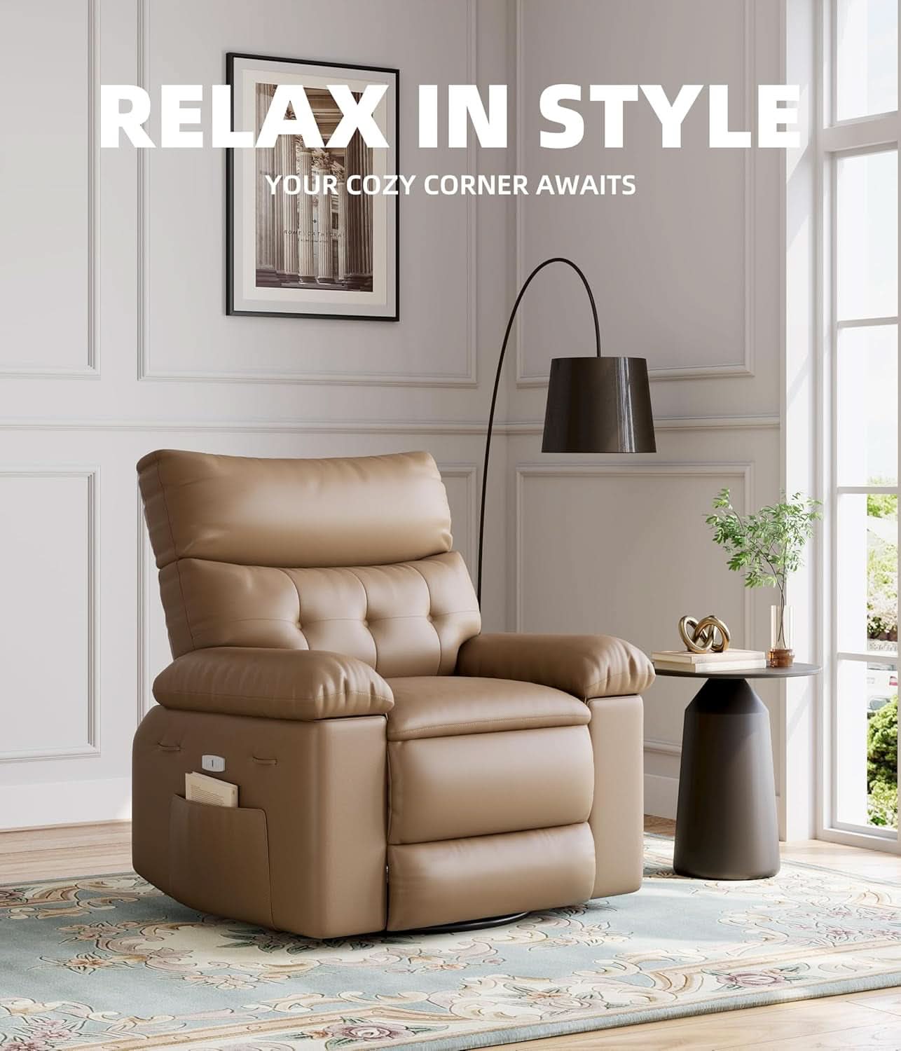 Power Swivel Massage Recliner With Heat And Vibration