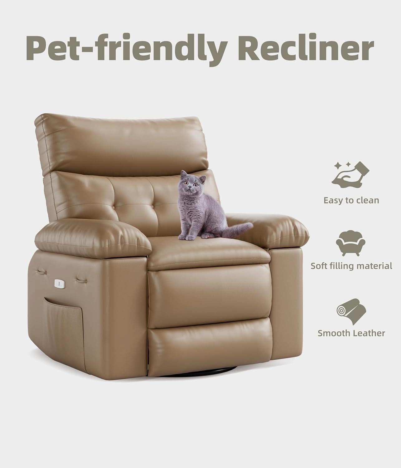 Power Swivel Massage Recliner With Heat And Vibration