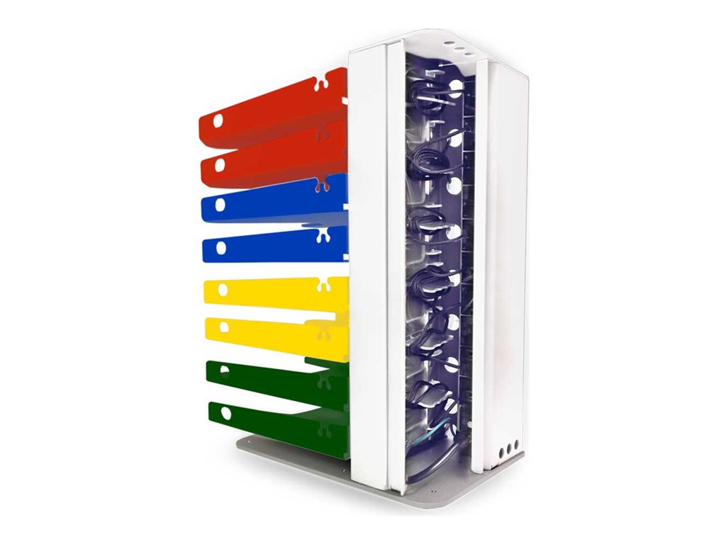 PowerGistics TableTower8 USB - Adapter bracket - for 8 tablets / notebooks - aluminum - white - screen size: up to 14 - desktop 1D0821UC1