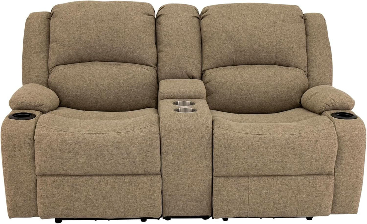 Powered Double RV Wall Hugger Recliner Sofa 67 Inch Oatmeal