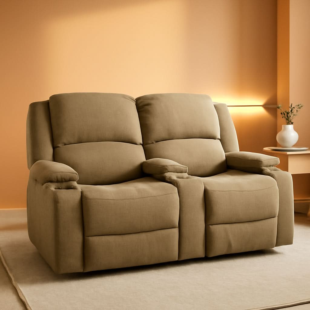 Powered Double RV Wall Hugger Recliner Sofa 67 Inch Oatmeal