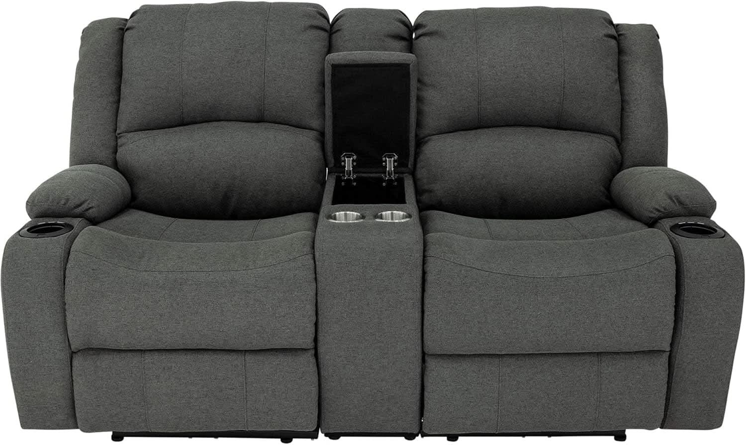 Powered Double Wall Hugger Recliner Sofa 67in Fossil Cloth