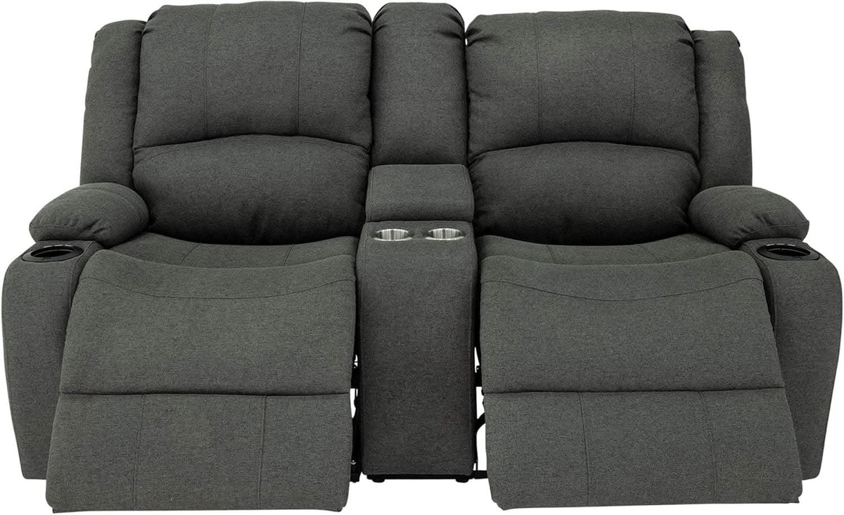 Powered Double Wall Hugger Recliner Sofa 67in Fossil Cloth