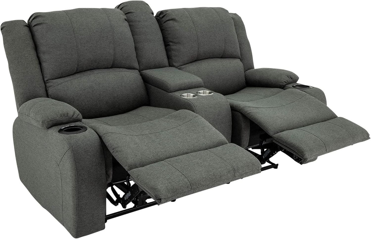 Powered Double Wall Hugger Recliner Sofa 67in Fossil Cloth