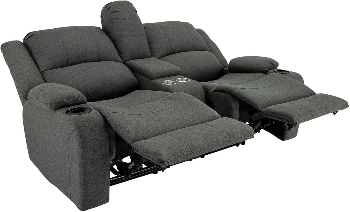 Powered Double Wall Hugger Recliner Sofa 67in Fossil Cloth