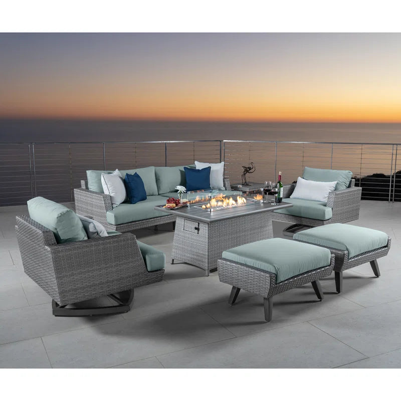 Premium All Weather Wicker 7 Piece Patio Set With Sunbrella Cushions