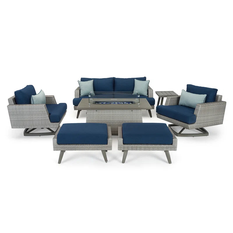Premium All Weather Wicker 7 Piece Patio Set With Sunbrella Cushions