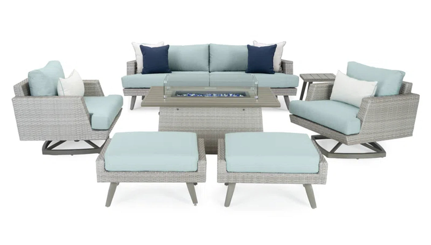 Premium All Weather Wicker 7 Piece Patio Set With Sunbrella Cushions