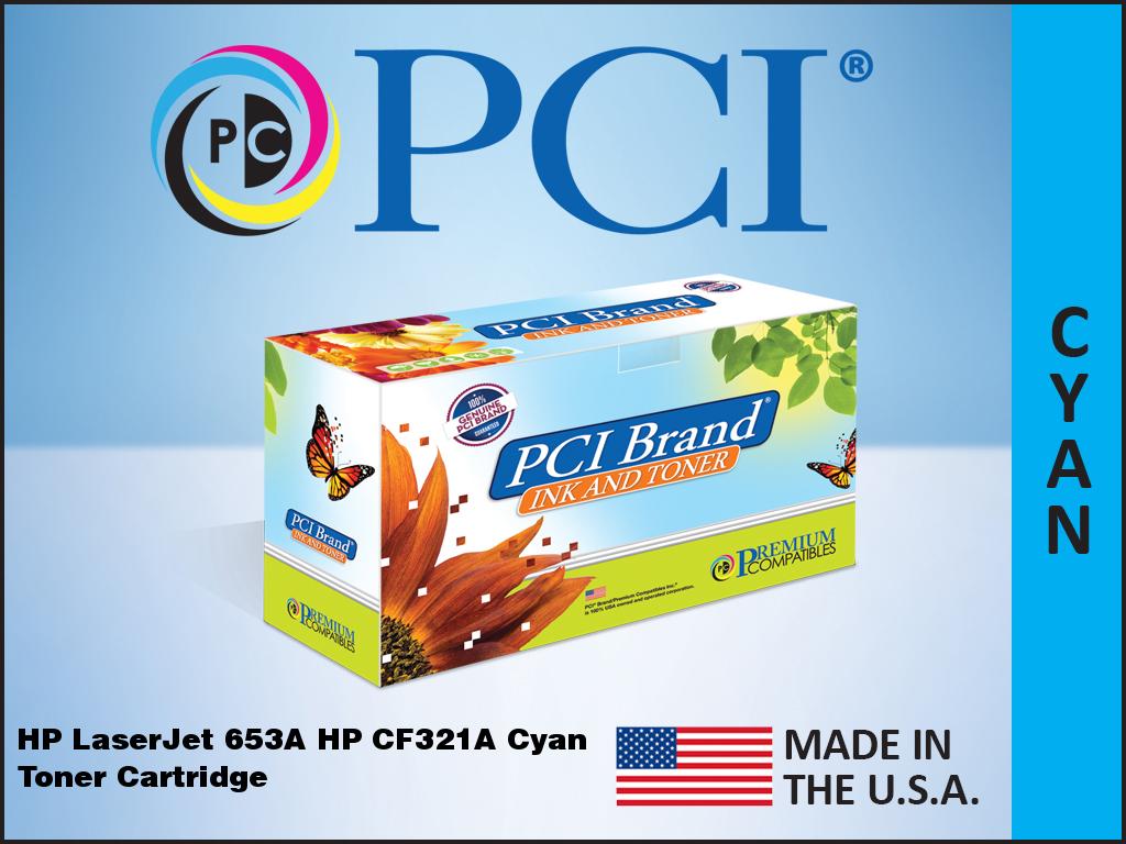 Premium Compatibles CF321A-PCI Remanufactured Laser Toner Cartridge - Alternative for HP 653A, CF321A, CF321AC - Cyan - 1 / Pack