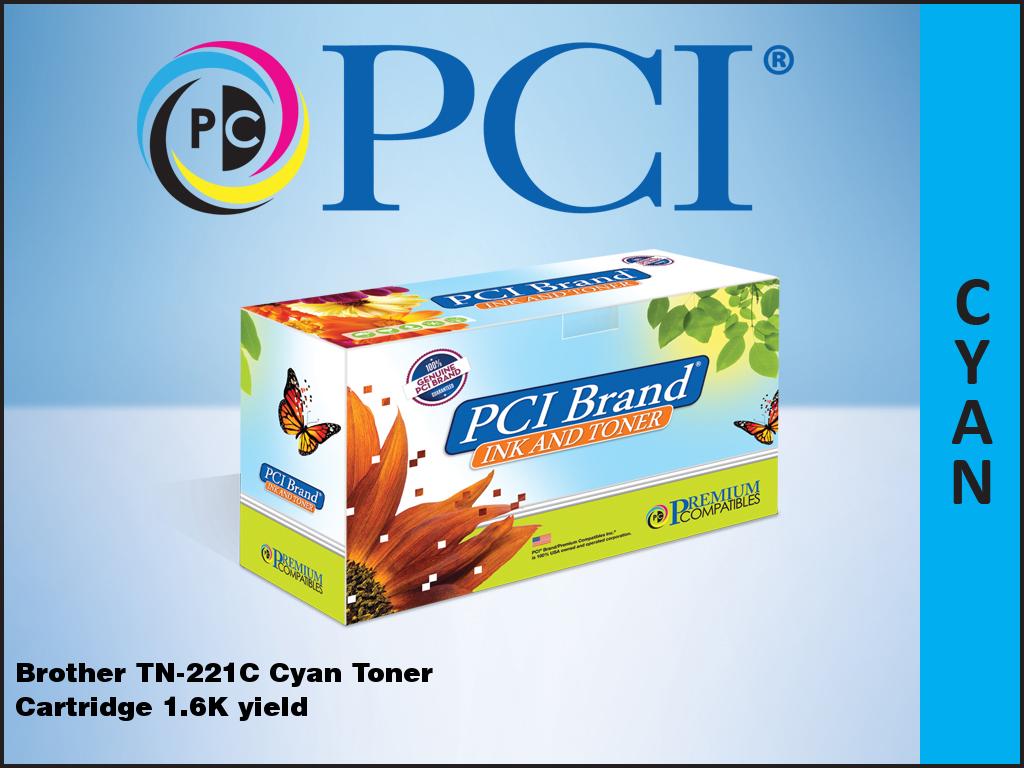 Premium Compatibles Laser Toner Cartridge - Alternative for Brother, Konica Minolta TN221C, TN-221C - Cyan - 1 / Each TN221C-PCI