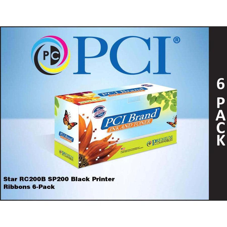 Premium Compatibles Ribbon - Alternative for PCI Star RC200B - Black - 6 / Pack RC200BPC