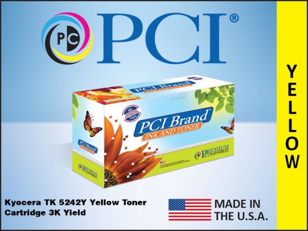 Premium Compatibles TK-5242Y-PCI Laser Toner Cartridge - Alternative for Kyocera TK-5242Y, 1T02R7AUS0, TK5242Y - Yellow - 1 / Pack