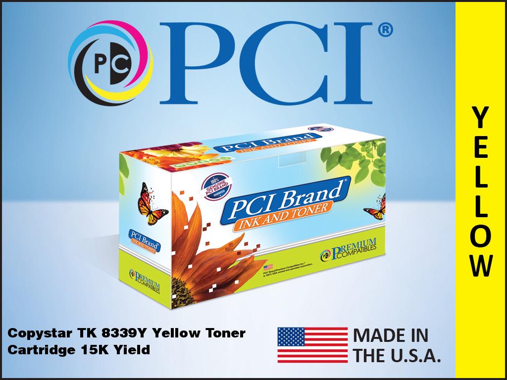 Premium Compatibles TK-8339Y-PCI Laser Toner Cartridge - Alternative for Copystar TK-8339Y, TK8339Y, 1T02RLACS0 - Yellow - 1 / Pack