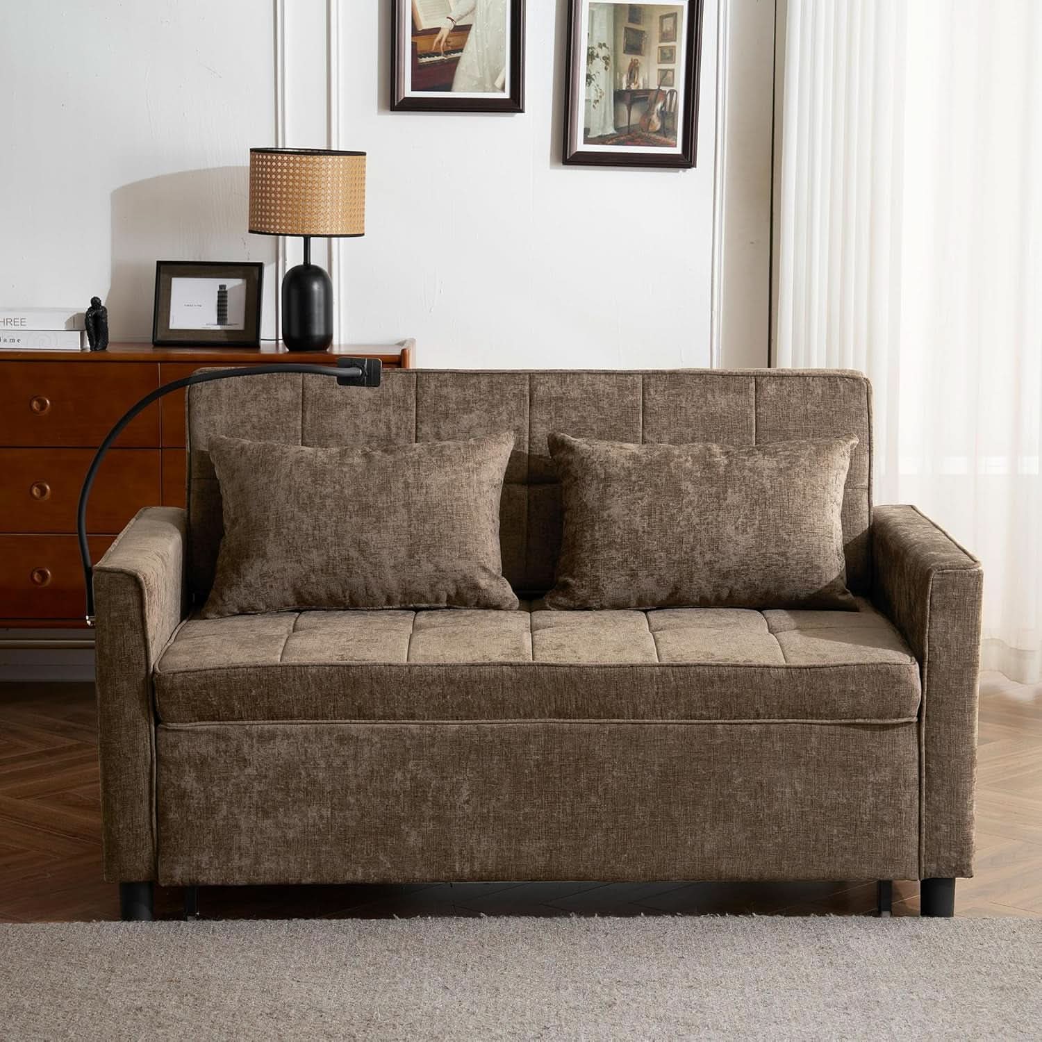 Premium Grade Ultra Chenille Sleeper Sofa With USB Ports
