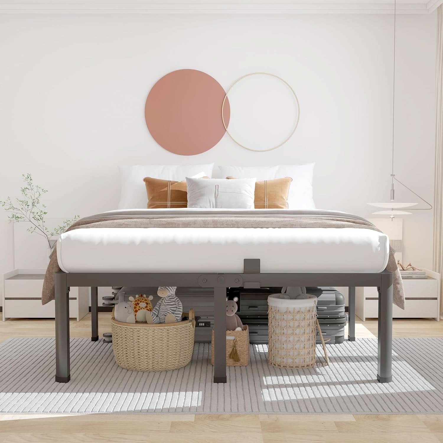Premium King Size Metal Bed Frame With Under Bed Storage