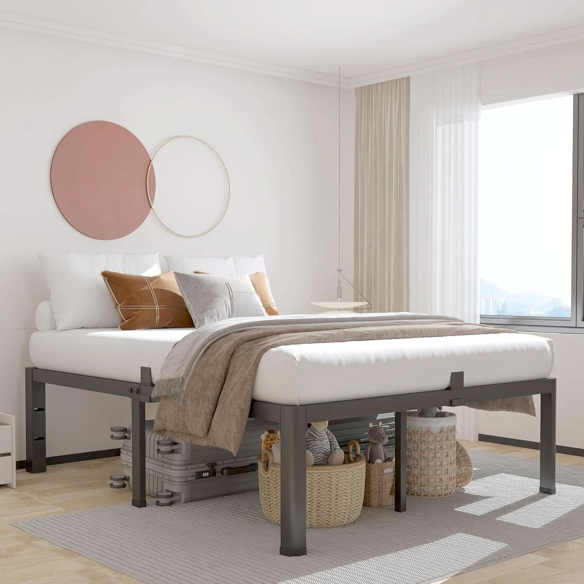 Premium King Size Metal Bed Frame With Under Bed Storage
