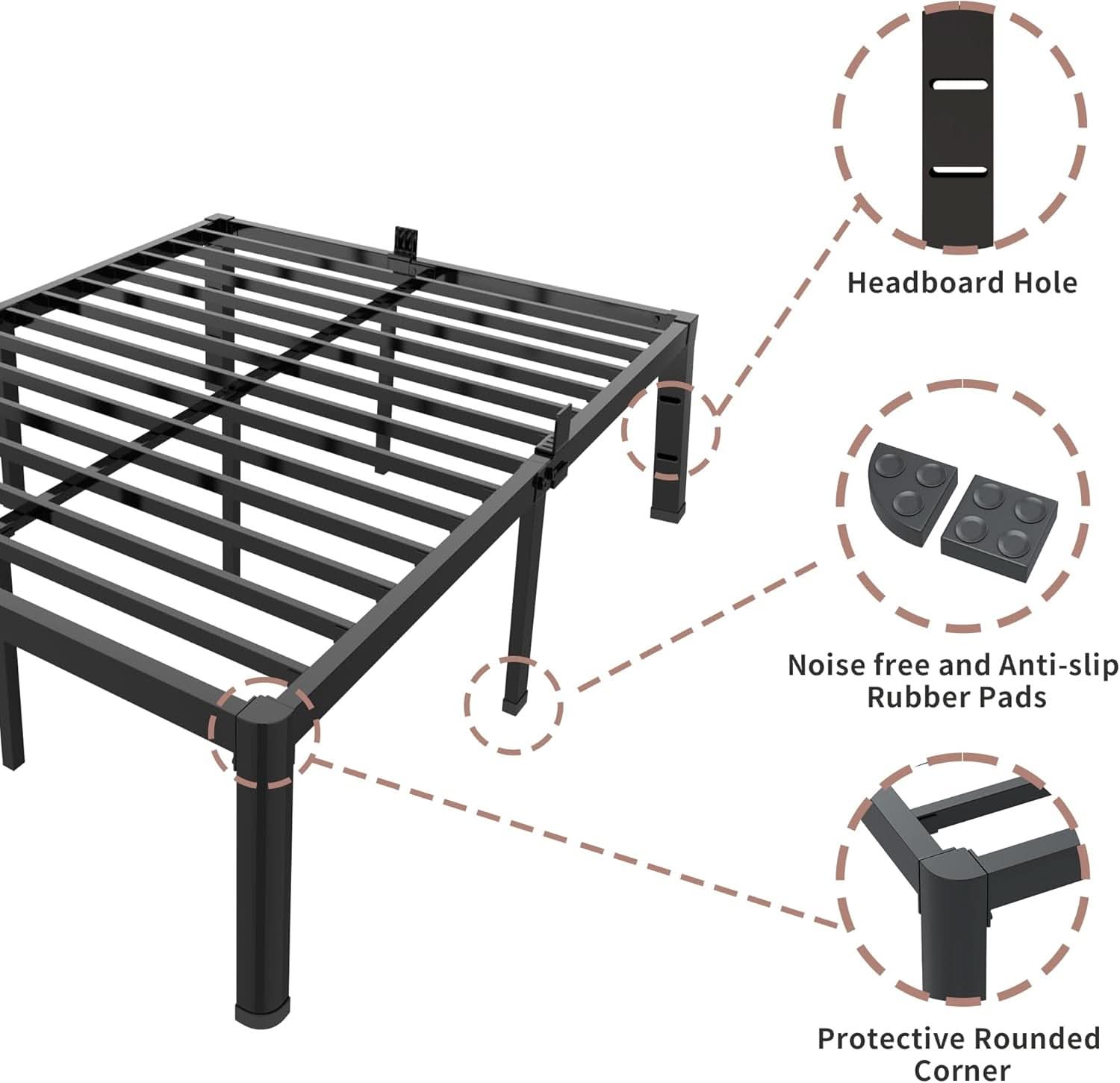 Premium King Size Metal Bed Frame With Under Bed Storage